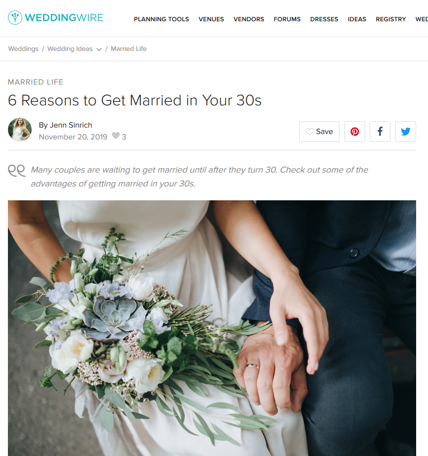 wedding wire married in 30s