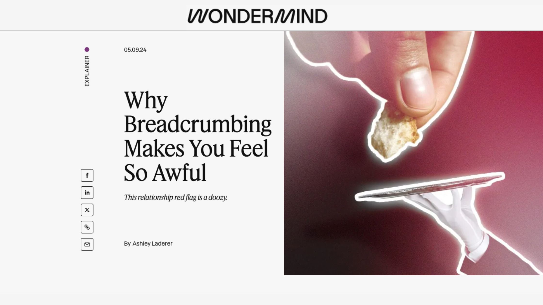 why breadcrumbing makes you feel awful as seen in wondermind